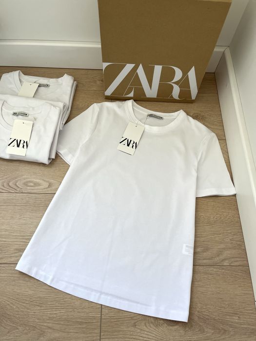 Щільна базова біла футболка Zara