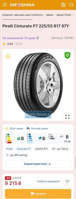 Пара 225/55r17 Pirelli | 2023 | 6mm | Преміум шини | Ідеальний стан