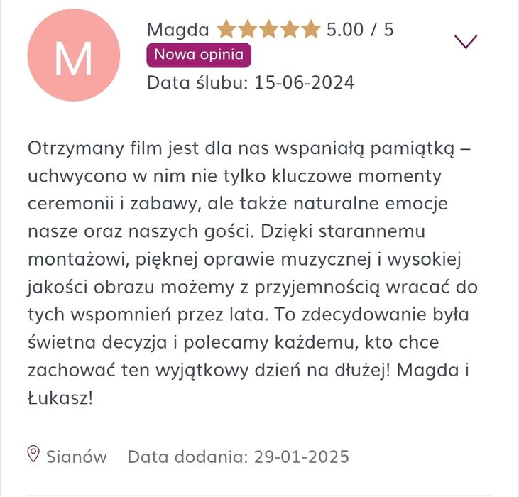 Kamerzysta - Film ślubny