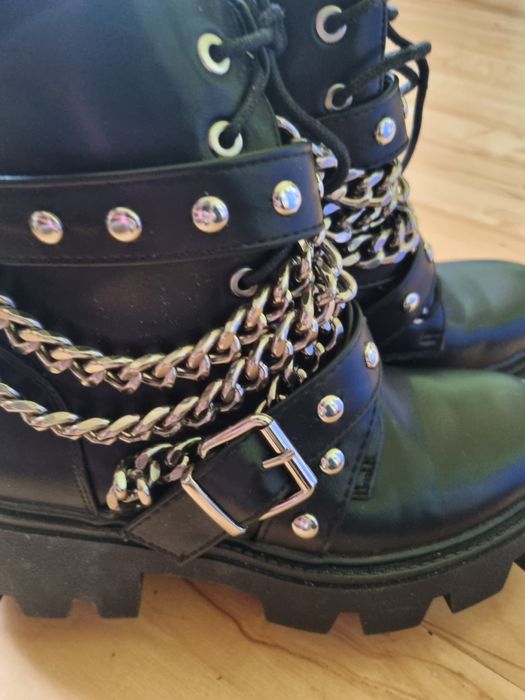 Buty botki z łańcuchami goth punk alternative