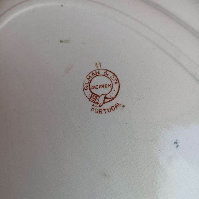 Travessa oval Sacavém Gilman Cta motivo Tókio (Pagode - 11) cor sépia