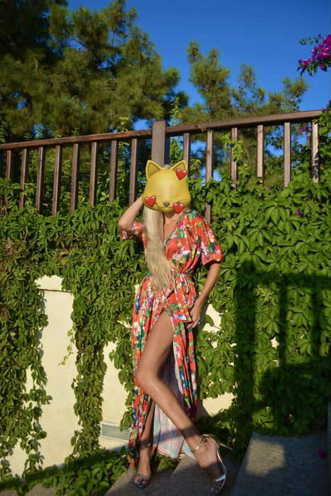 Літня сукня на запах. Плаття халат на поясі. Платье на запах накидка