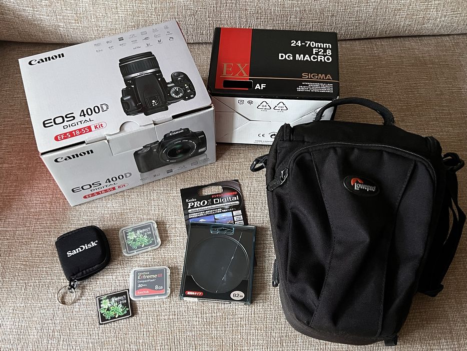 aparat Canon EOS 400D + Sigma EX 24-70mm F2.8 DG MACRO AF +filtr Kenko