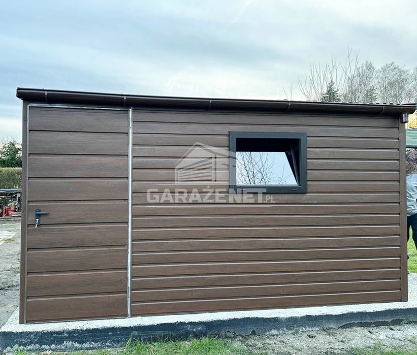 DOMEK OGRODOWY SCHOWEK 4X3 M Spad W Przód Drzwi 2X Okno - Rynny DG423