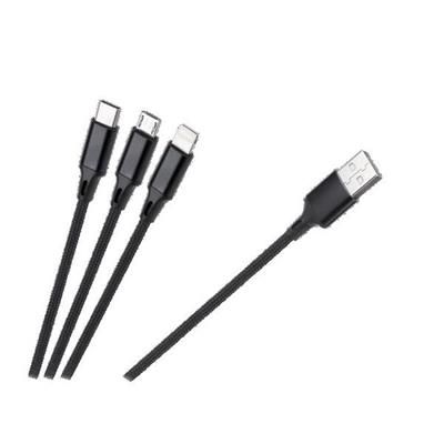 Kabel USB 3w1 microUSB USB typu C 1m