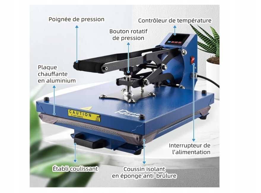 Prasa termo transferowa 38x38cm cyfrowa do sublimacji prasa termiczna 1600W