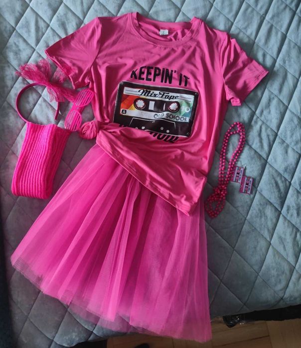 Strój lata 80 podkoszulek kaseta