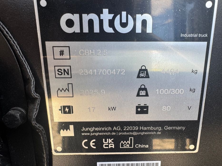Wózek widłowy AntOn By Jungheinrich CBH 2.5 Nowy Elektryczny , Bateria Li ion .