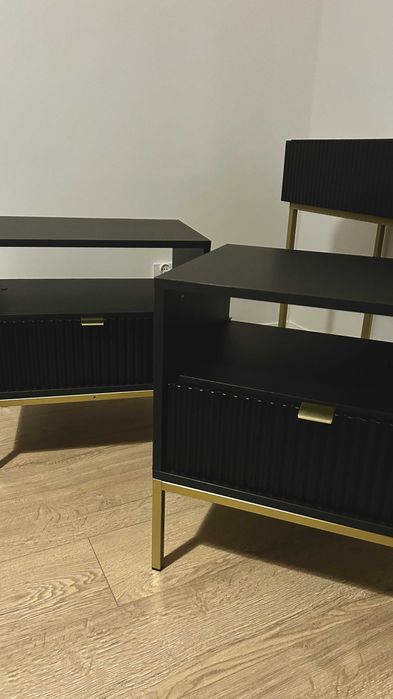 Szafki 2 szt. Czarno-złote Selsey