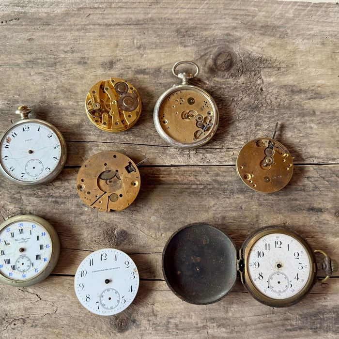 Zestaw starych zegarków kieszonkowych  werki, do naprawy / na części
