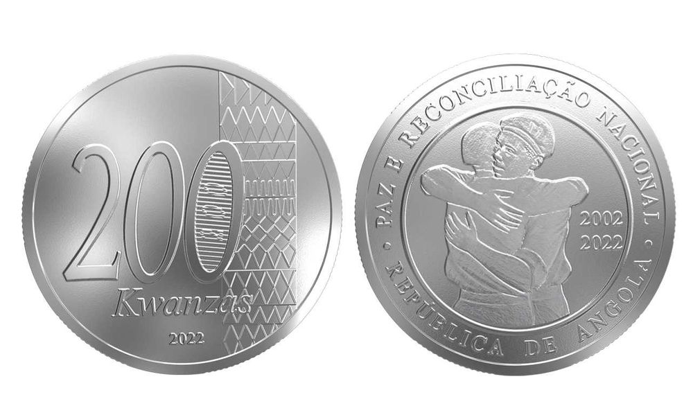 Angola Moeda 200 kz  NOVA (Nunca Circulada) - 20 anos paz (2022)