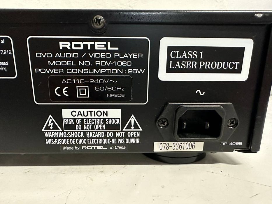 Odtwarzacz DVD-Audio Rotel RDV-1060 | DVD-Audio | 24-bit/192 kHz | Progressive Scan | Dolby Digital | DTS