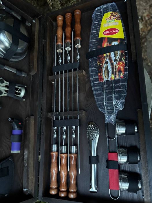 Крутой Подарочный набор шампуров в кейсе на подарок мужчине, мужу