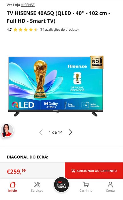 Vendo TV hisense na caixa