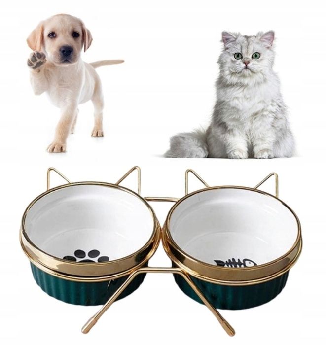 Miska Dla Psa Kota Podwójna Ceramiczna Na Stojaku