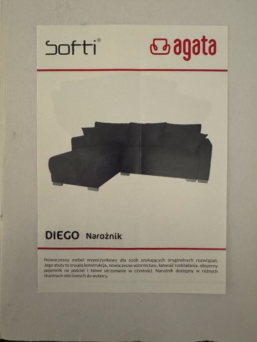 Narożnik Łóżko DIEGO Szary