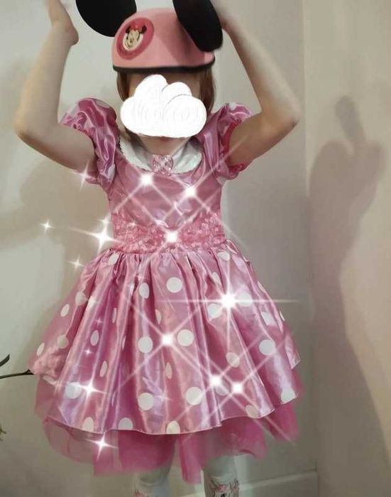 stroj wow sukienka myszka minnie r 104/110 opaska uszy disney