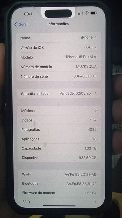 Iphone 15 pro max 1T azul