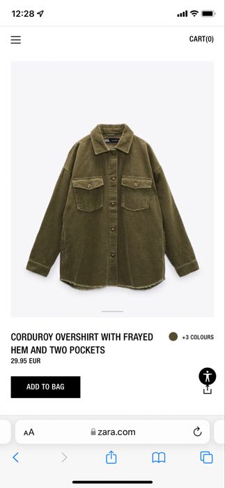 Вельветова сорочка Zara, p.S