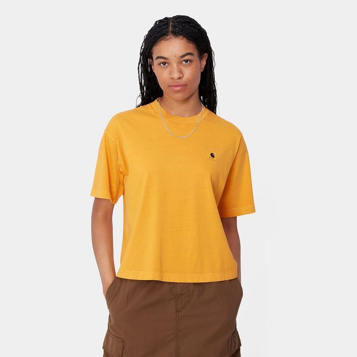 T-shirt żółty z logo Loose Fit Carhartt S