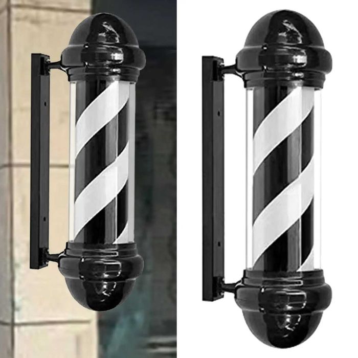 Barber Pole (Luz de Barbearia e Cabeleireiro) na Cor Preta