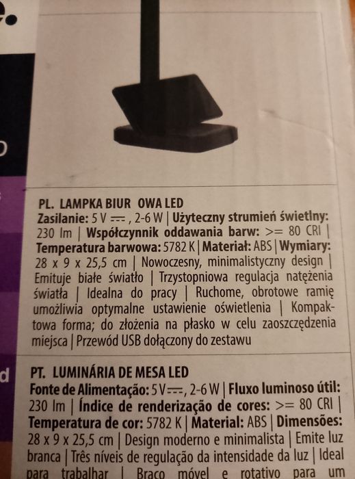 Lampka biurkowa led