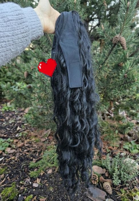 Piękna Peruka z Opaską – Czarne Fale/Loki | Można PROSTOWAĆ!