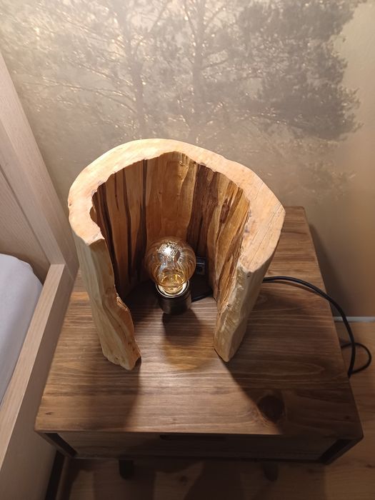 Lampa nocna drewniana Handmade