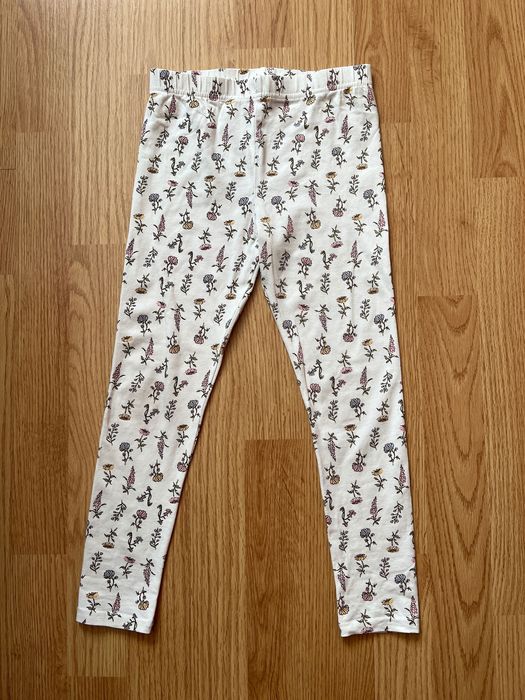 Legginsy dla dziewczynki białe w kwiatki, rozmiar 122, Sinsay