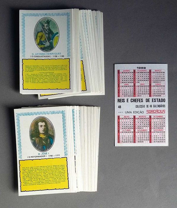Coleção completa de calendários Reis e Chefes de Estado 1988 e 1993