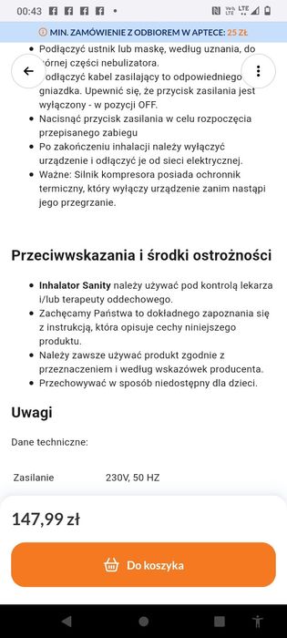 Inhalator dla dzieci Sanity