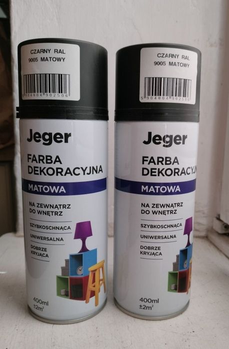 2 szt. Farba dekoracyjna spray 0.4 l czarny mat Jeger