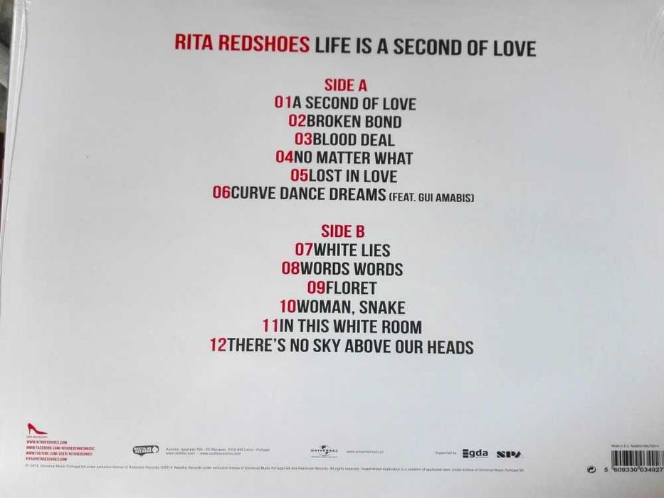 Rita Redshoes ‎- Life Is A Second Of Love (LP Vinil vermelho, Novo)