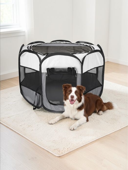 Kojec Składany  Zagroda 75x75cm Lekki Ośmiokątny | Dla Psów i Kotów