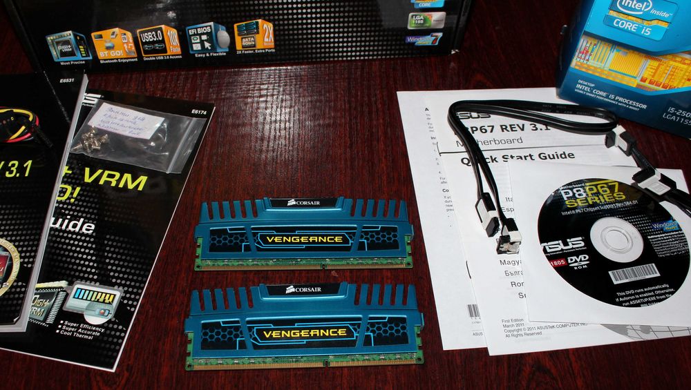 Мат. плата ASUS P8P67, Пр. Intel Core i5-2500, Пам Corsair 2х4GB