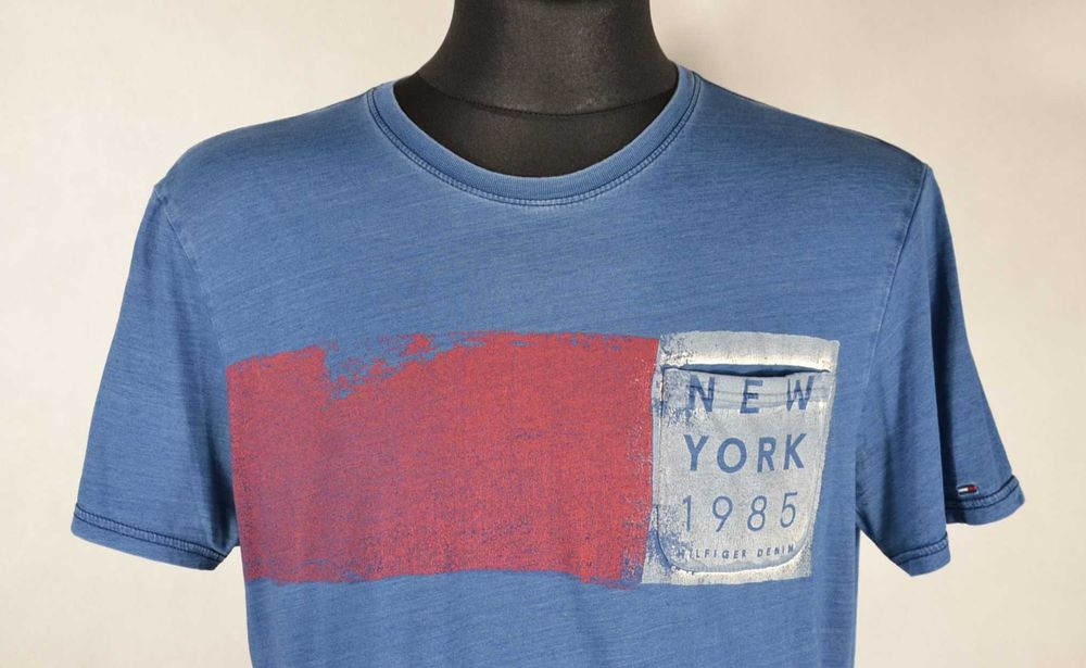 TOMMY HILFIGER New York 1985 Koszulka Męska L Oryginał Bawełna Tshirt