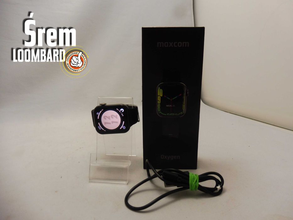 Smartwatch MaxCom Oxygen Fw26 + Ładowarka + Opakowanie / Stan BDB!