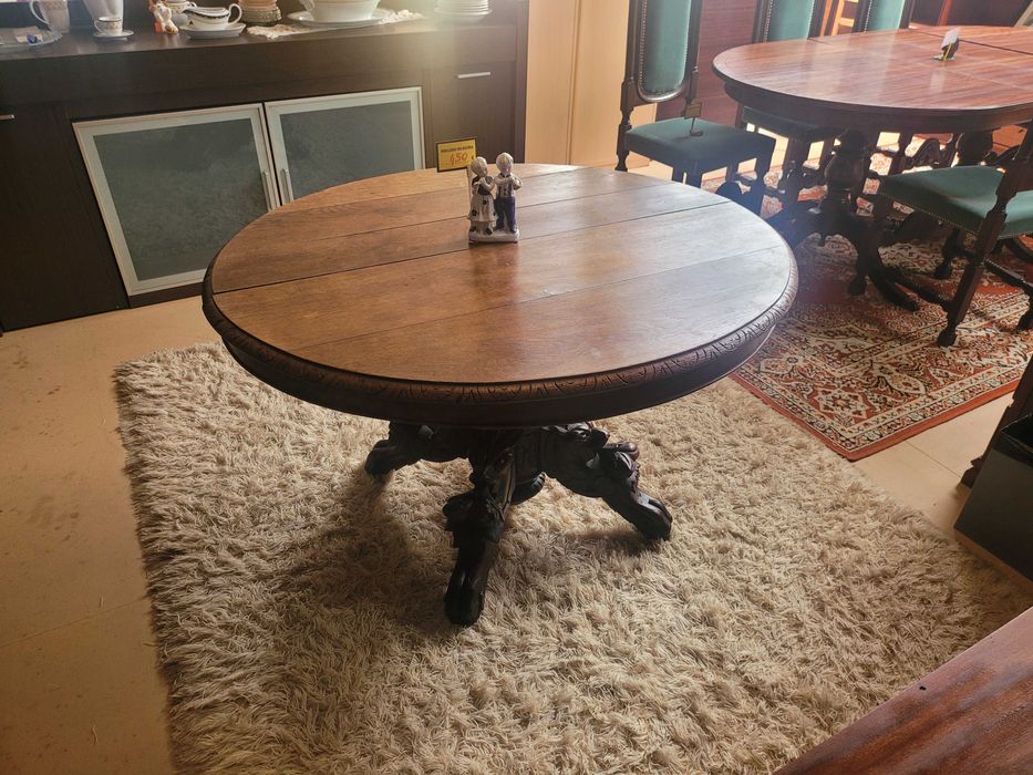 Mesa antiga, redonda em madeira maciça - Restaurada64409357206019120