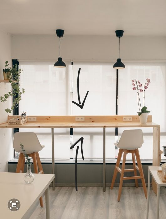 Bancada de madeira em L