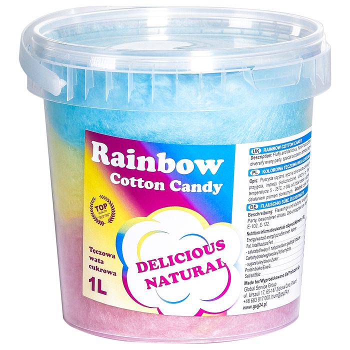 Kolorowa tęczowa wata cukrowa rainbow cotton candy 1l