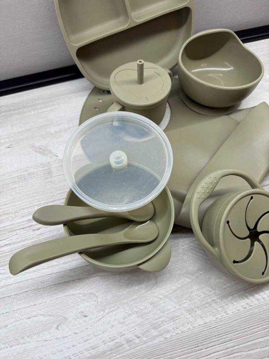 Набір дитячого силіконового ЕКО посуду на присосках, для прикорму