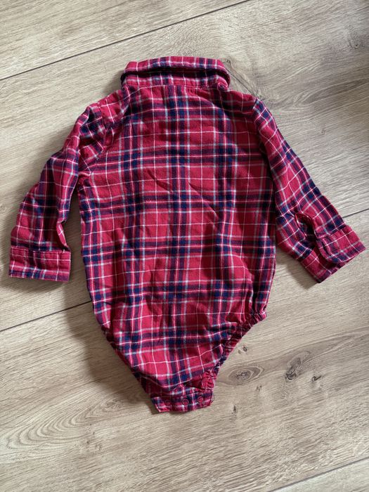 Koszula w kratę body 74 czerwone 12 miesięcy