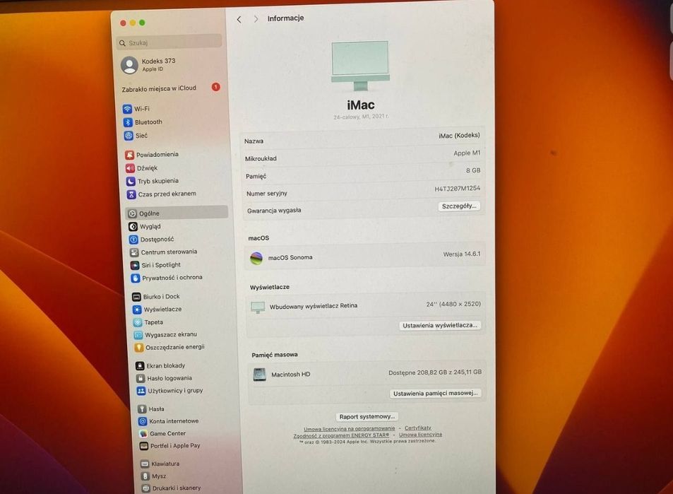 iMac 24" M1 8/256gb 2021