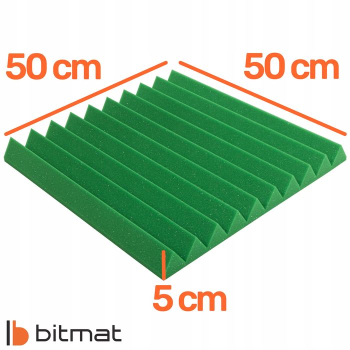 Panel Akustyczny klin kolor zielony 50x50x5cm DEKORACYJNY
