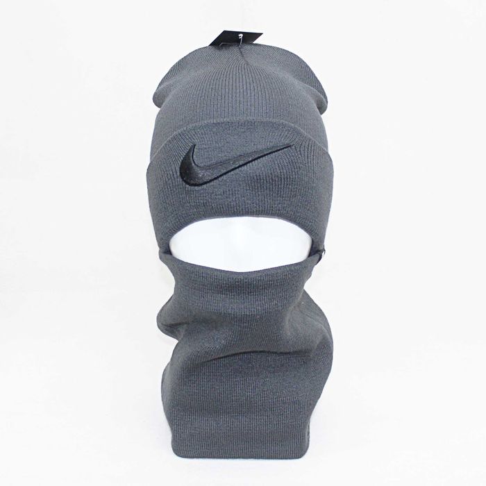 Теплий комплект шапка бафф найк (Nike) з чорною вишивкою ZE00105-2