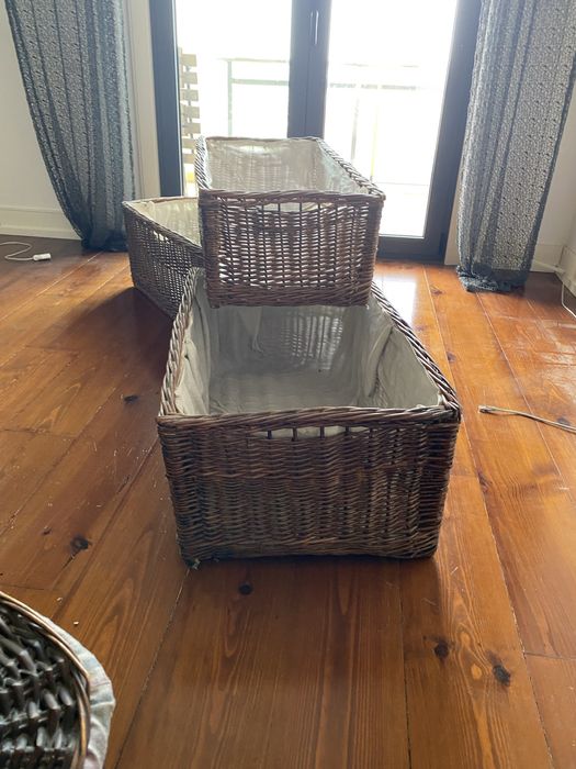 Conjunto de 3 cestos em vime para arrumação
