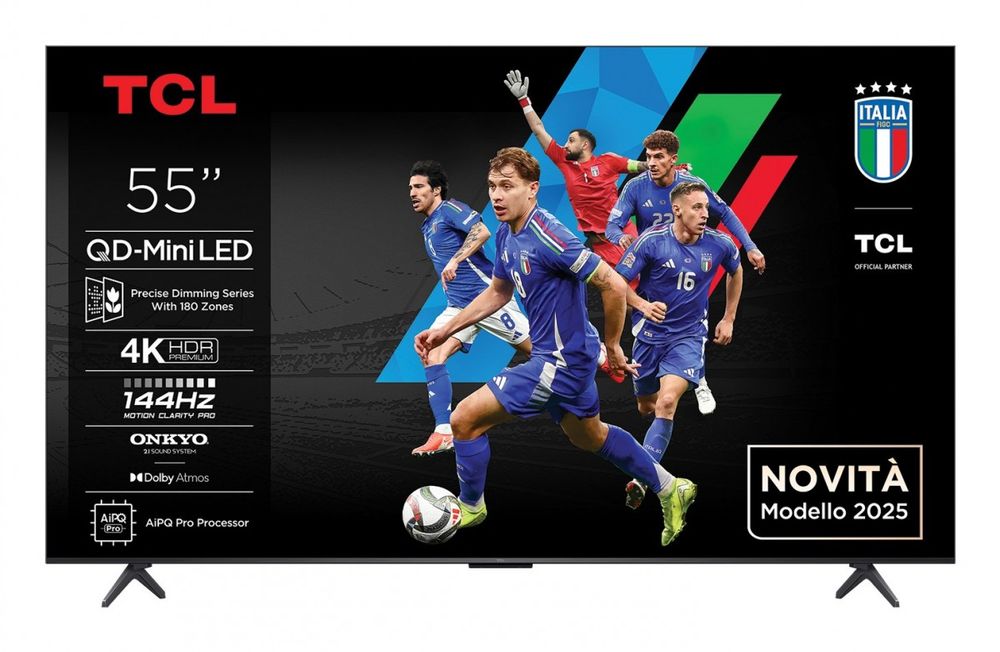 Nowy Telewizor TCL 55Q6C Qd-Mini Led 55'' 4K Ultra Hd Google Tv Dolby Atmos Dvb-T2 Metaliczny Smart TV Sklep Warszawa Gwarancja 24MSC