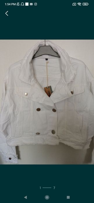 Kurtka jeansowa krótka White L/xl Nowa Skrzydła