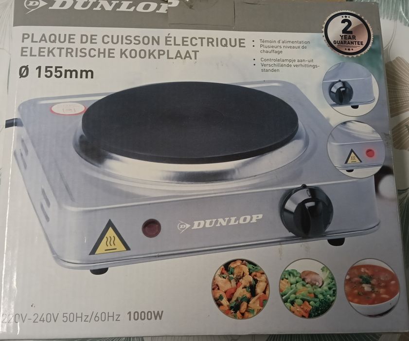Placa Elétrica Portátil Dunlop 1000W - 155mm (Como Nova)
