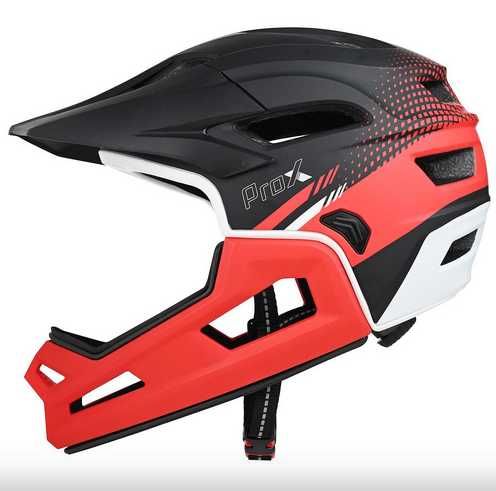 Kask na hulajnogę Rowerow Prox Cage Czerwony FullFace odpinana szczęka